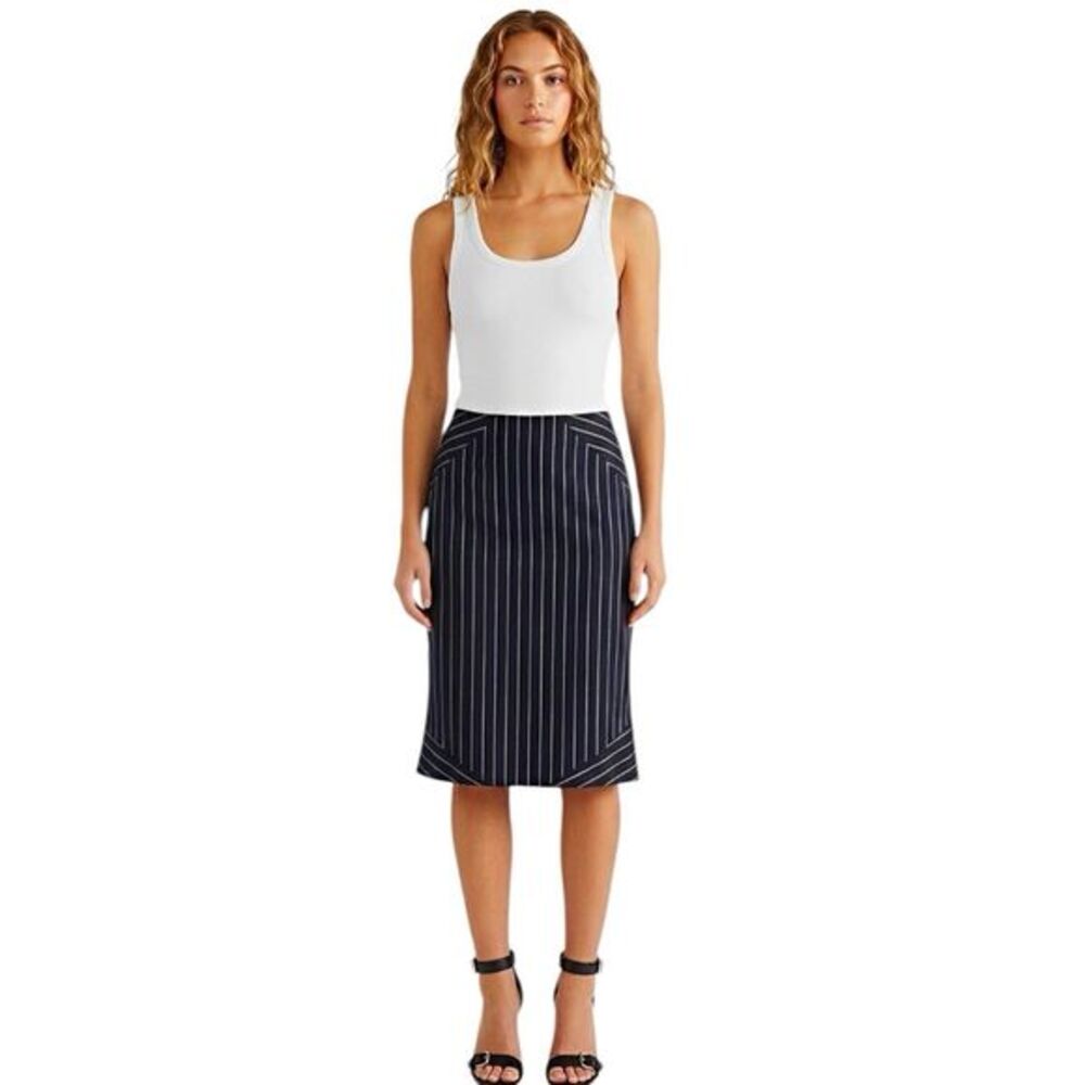 Ideology Womens Skirt Sz 2 Striped Business Wear Office Work Corporate Corpcore